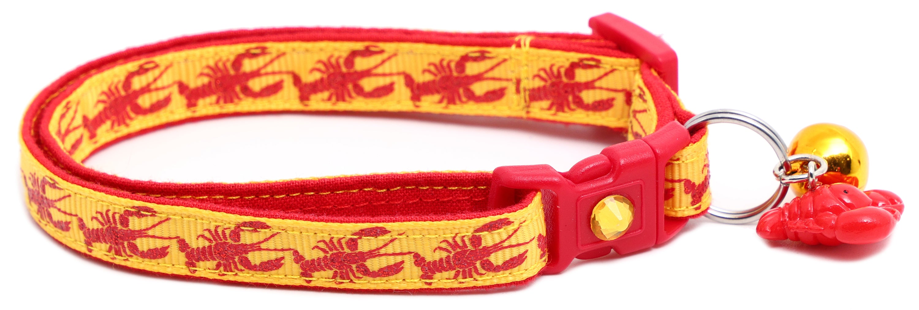 Lobster Breakaway Cat Collar made of reinforced cotton, featuring a breakaway clip and customizable options.
